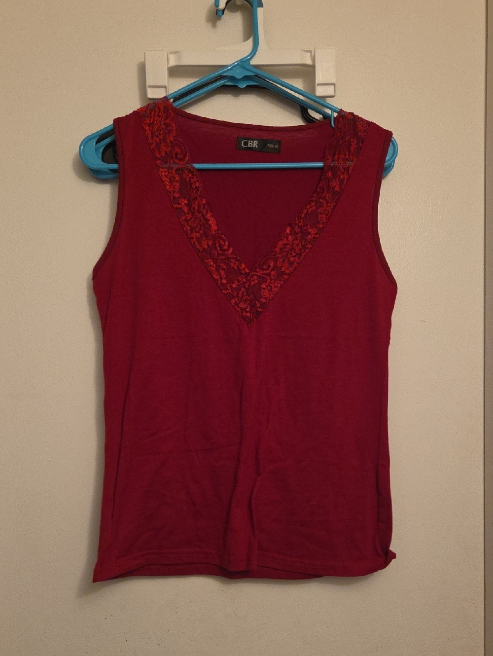 CBR Red Lace-Trim V-Neck Tank Top